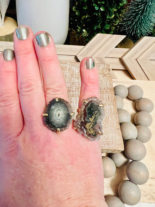 Intuitively Chosen Stalactite Slice Gold Ring