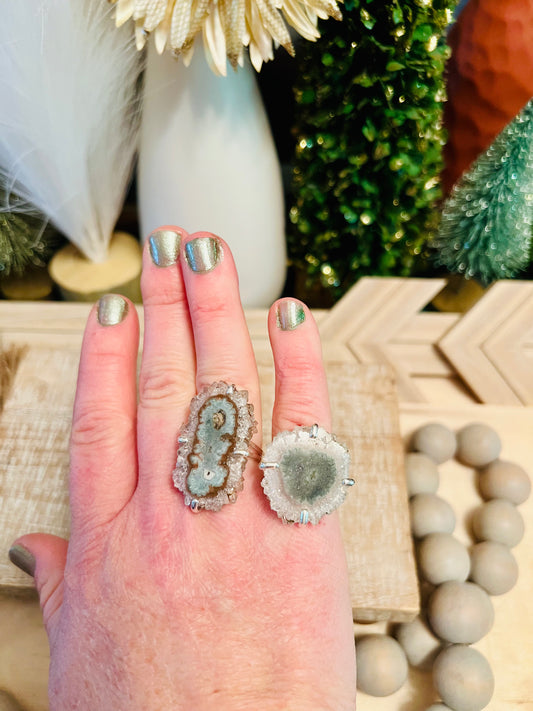 Intuitively Chosen Stalactite Slice Silver Ring