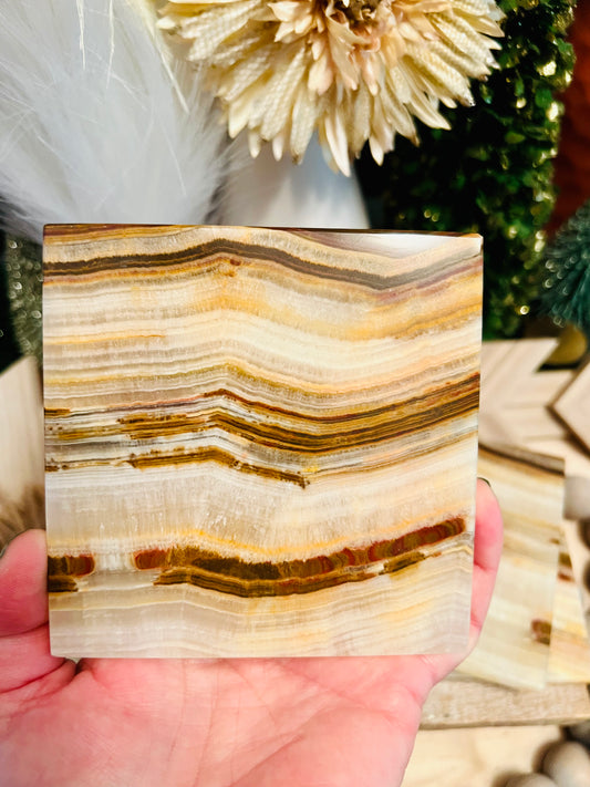 Banded Onyx Coaster Set of 4