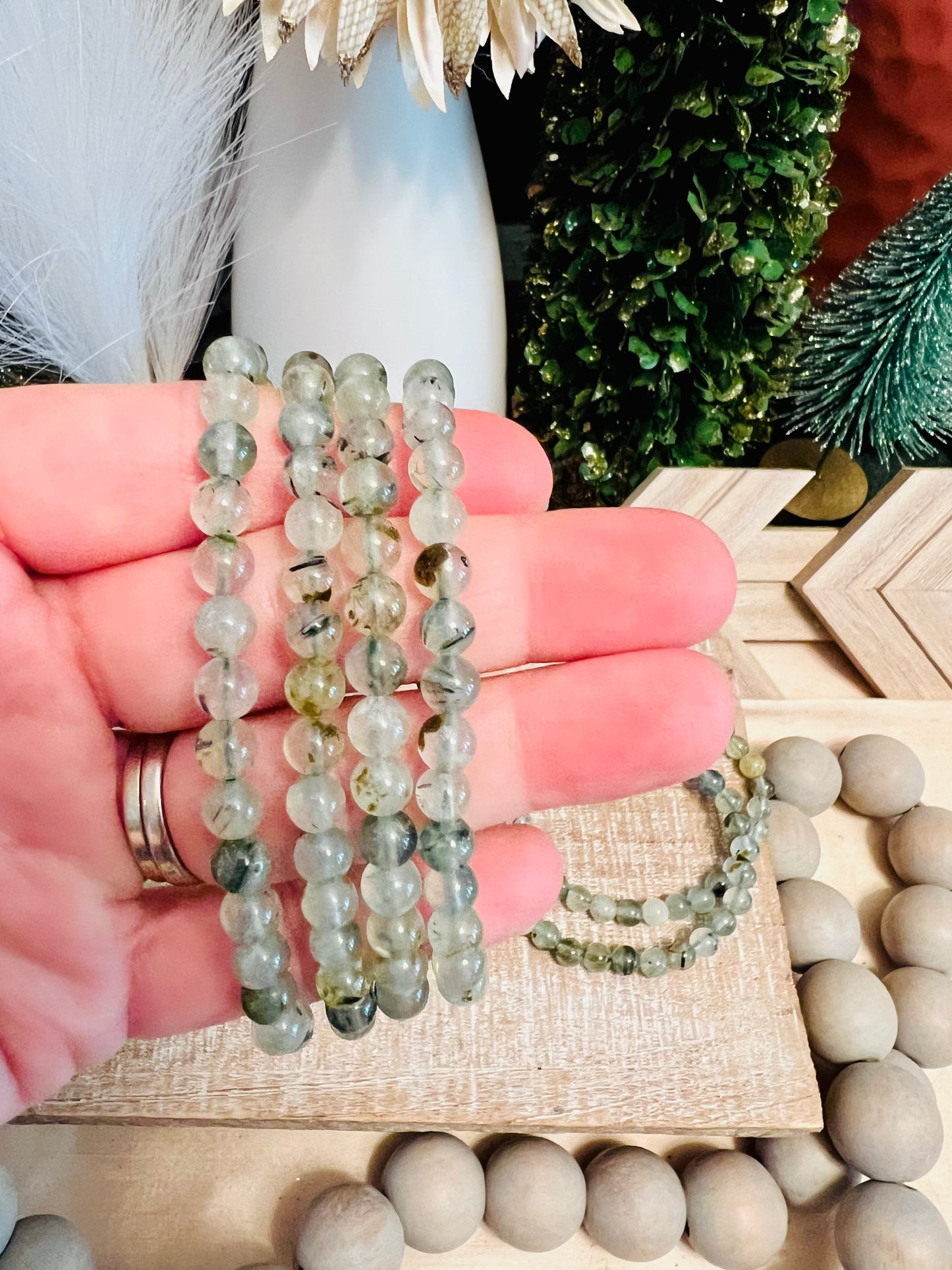 Intuitively Chosen Prehnite with Epidote Bracelet