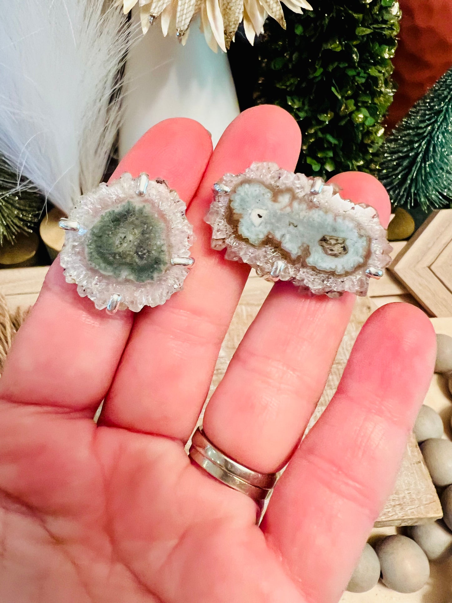 Intuitively Chosen Stalactite Slice Silver Ring