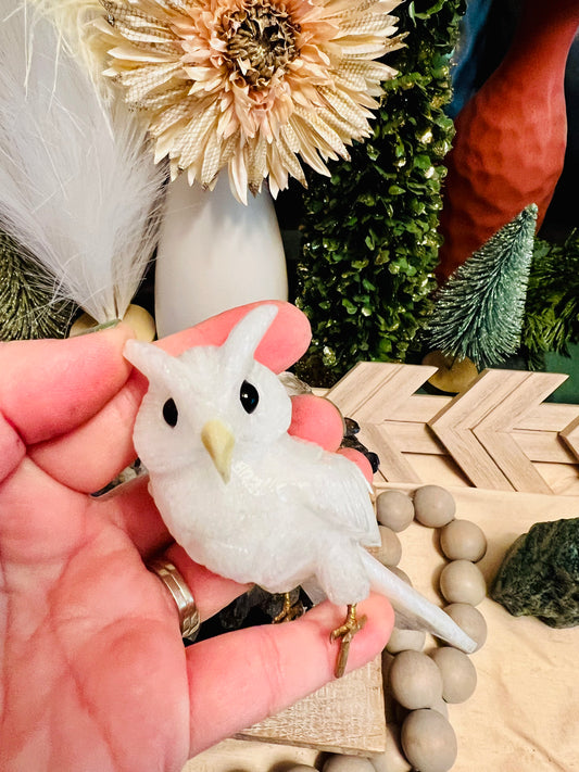 Smoky Quartz Cluster with White Quartz Owl and Butterfly