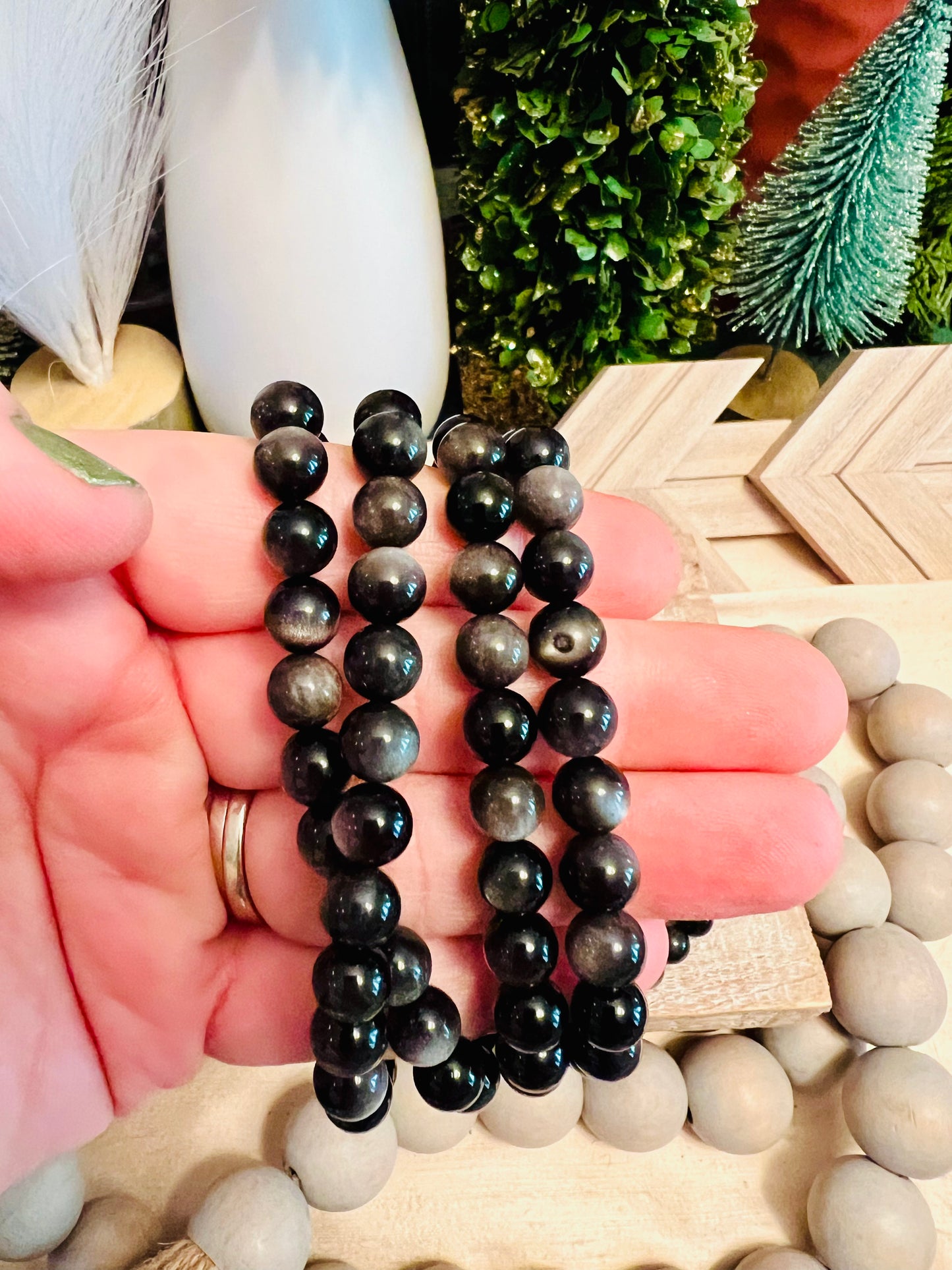 Intuitively Chosen Silver Sheen Obsidian Bracelet