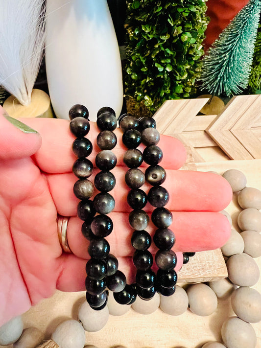 Intuitively Chosen Silver Sheen Obsidian Bracelet