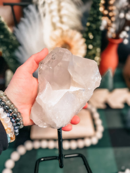 Large Clear Quartz Point on Stand