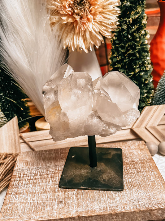 Medium Clear Quartz Cluster on Stand