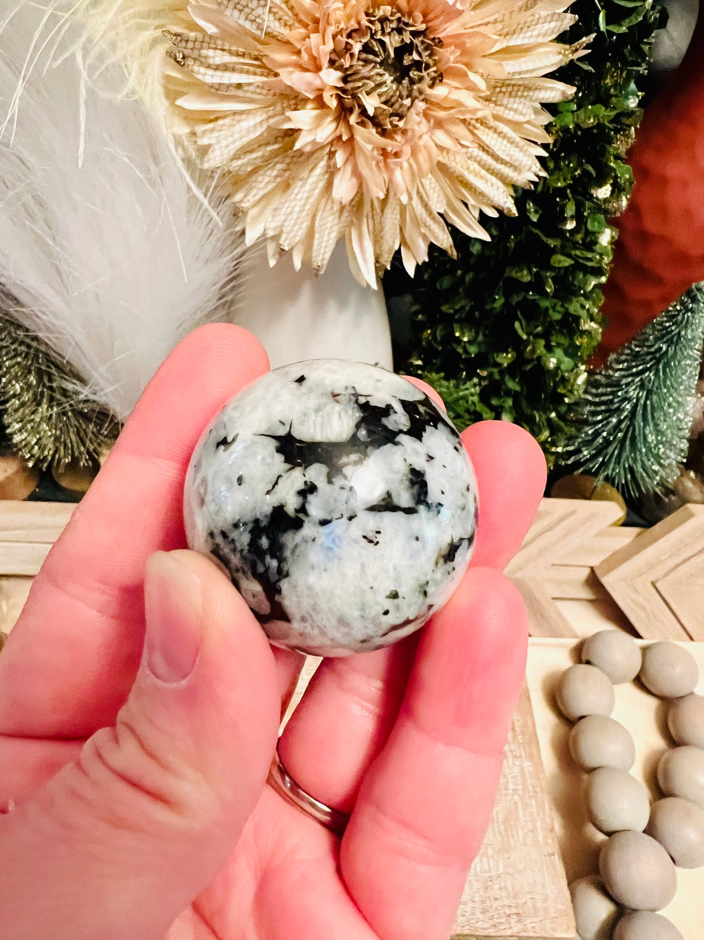 Intuitively Chosen Rainbow Moonstone Sphere