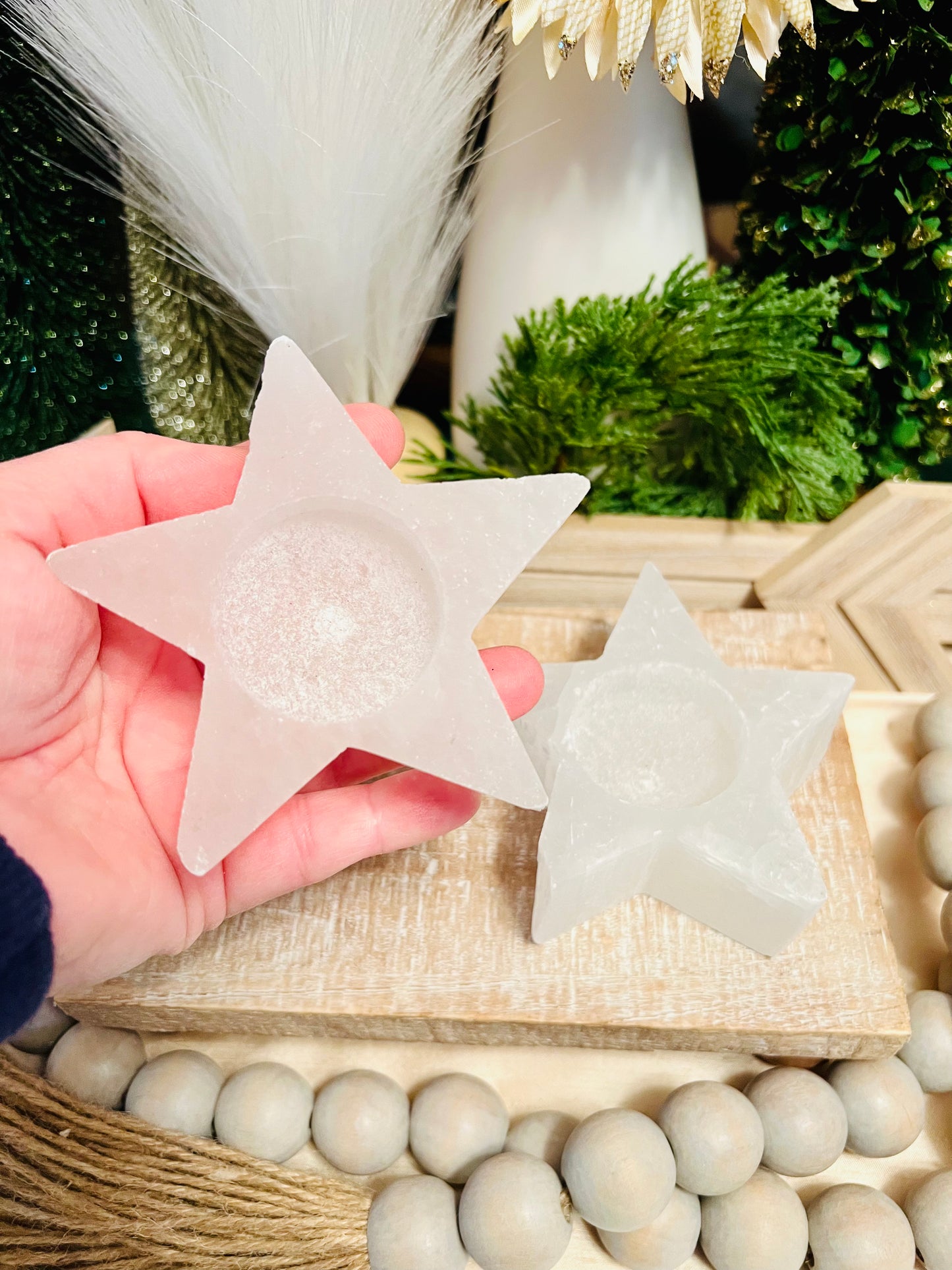 Intuitively Chosen Selenite Star Votive Holder