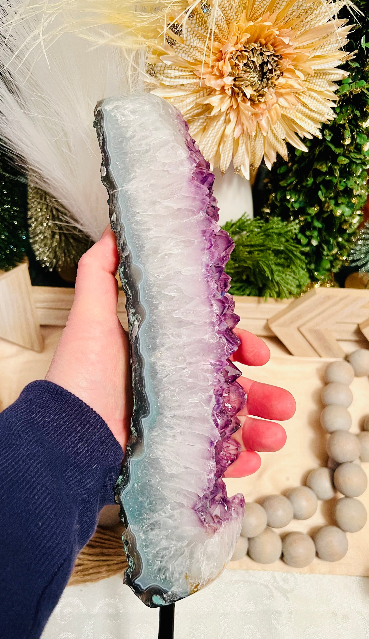 Amethyst Slice on Stand