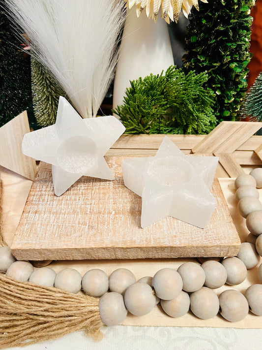 Intuitively Chosen Selenite Star Votive Holder