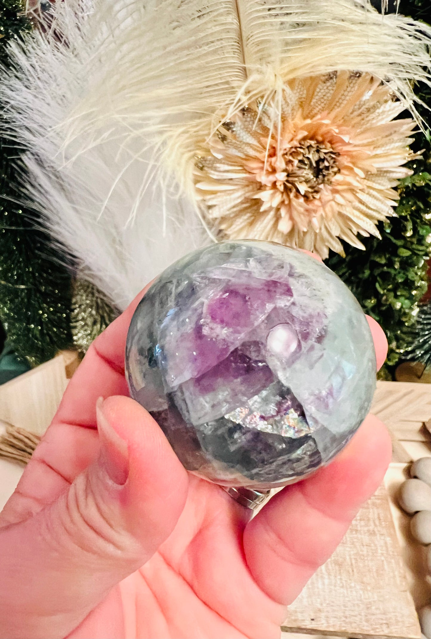 Intuitively Chosen Rainbow Fluorite Sphere