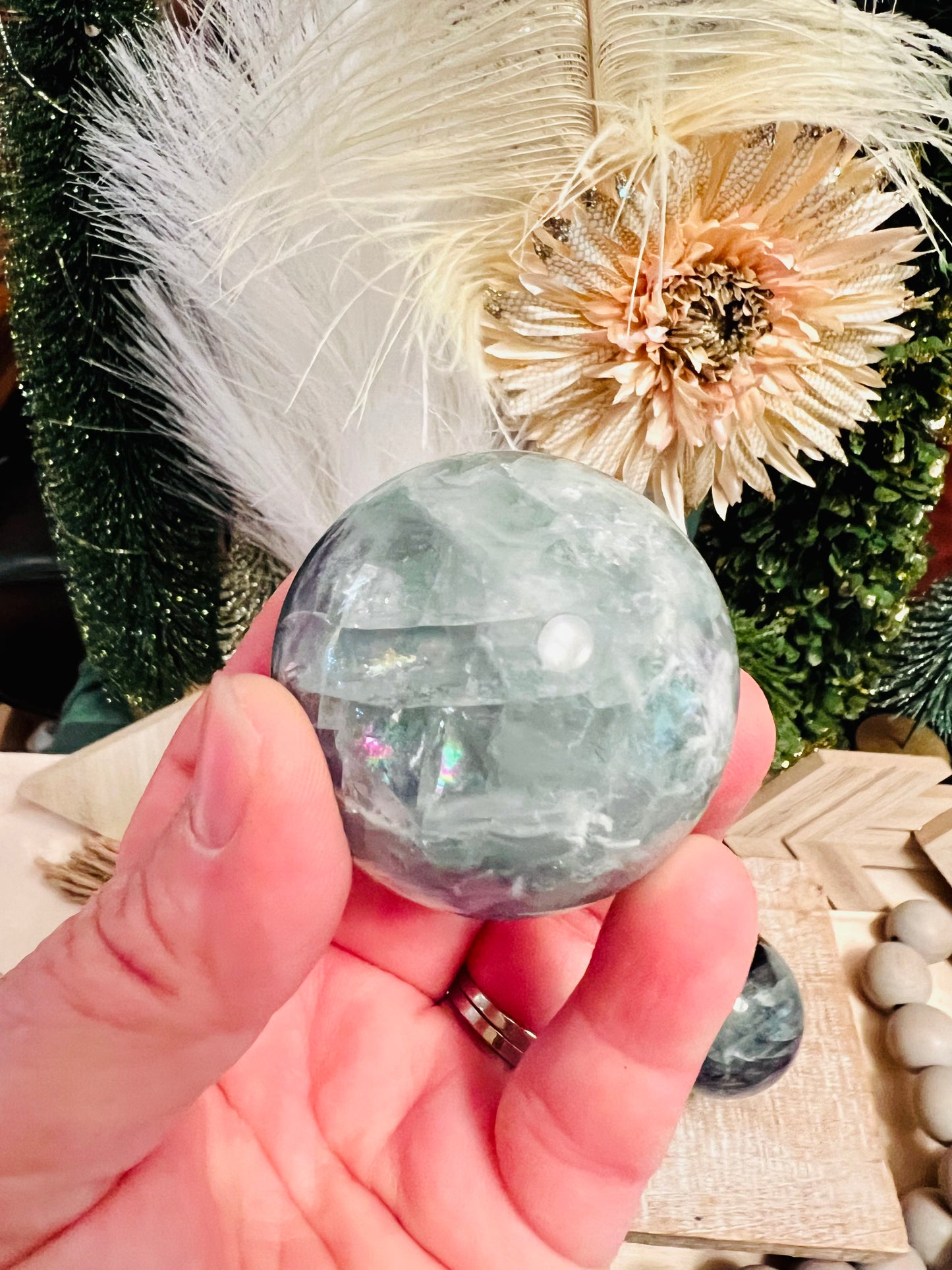 Intuitively Chosen Rainbow Fluorite Sphere