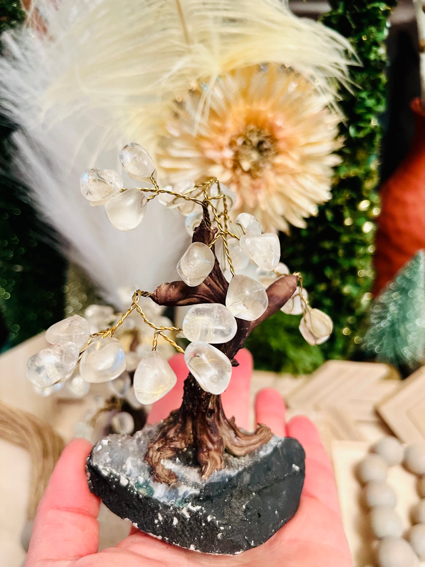 Intuitively Chosen Clear Quartz Bonsai Tree on Amethyst Base