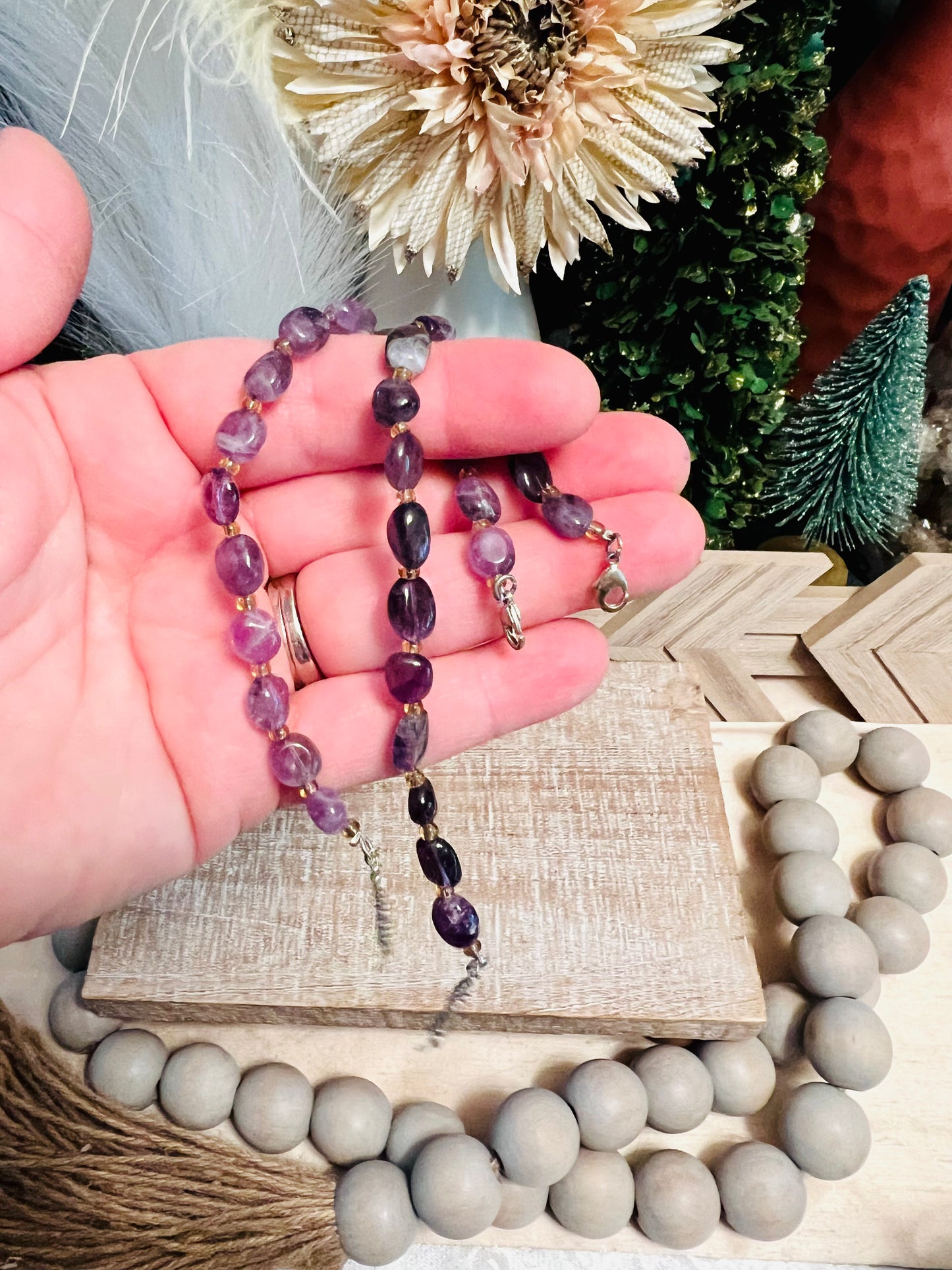 Intuitively Chosen Adjustable Amethyst Tumble Bracelet