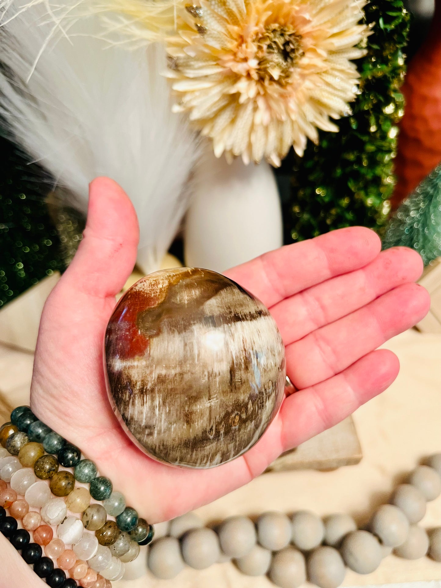 Intuitively Chosen Petrified Wood Palm Stone - Medium