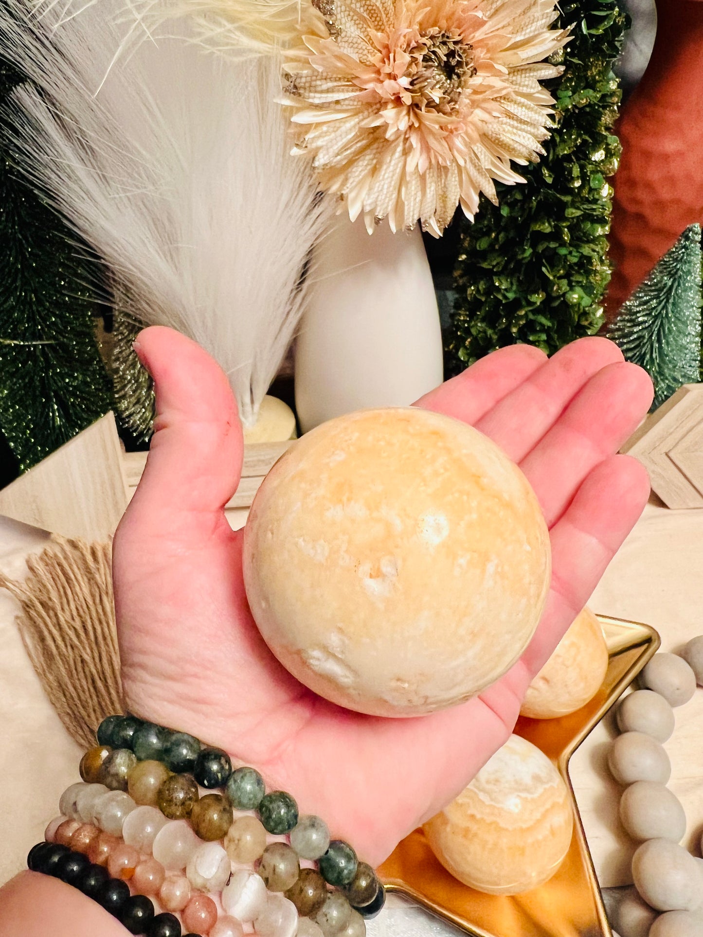 Intuitively Chosen Orange Calcite Sphere