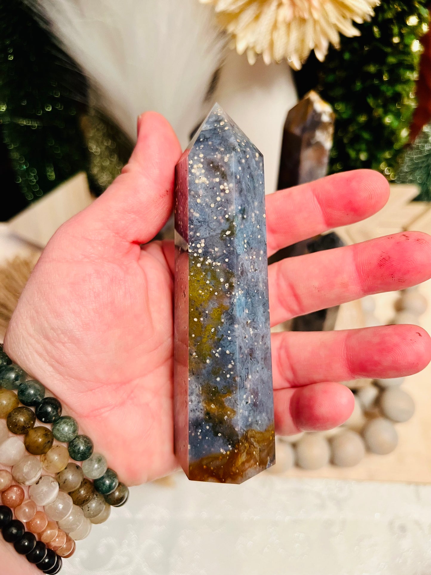 Intuitively Chosen Starry Sky Agate Tower 3-5"