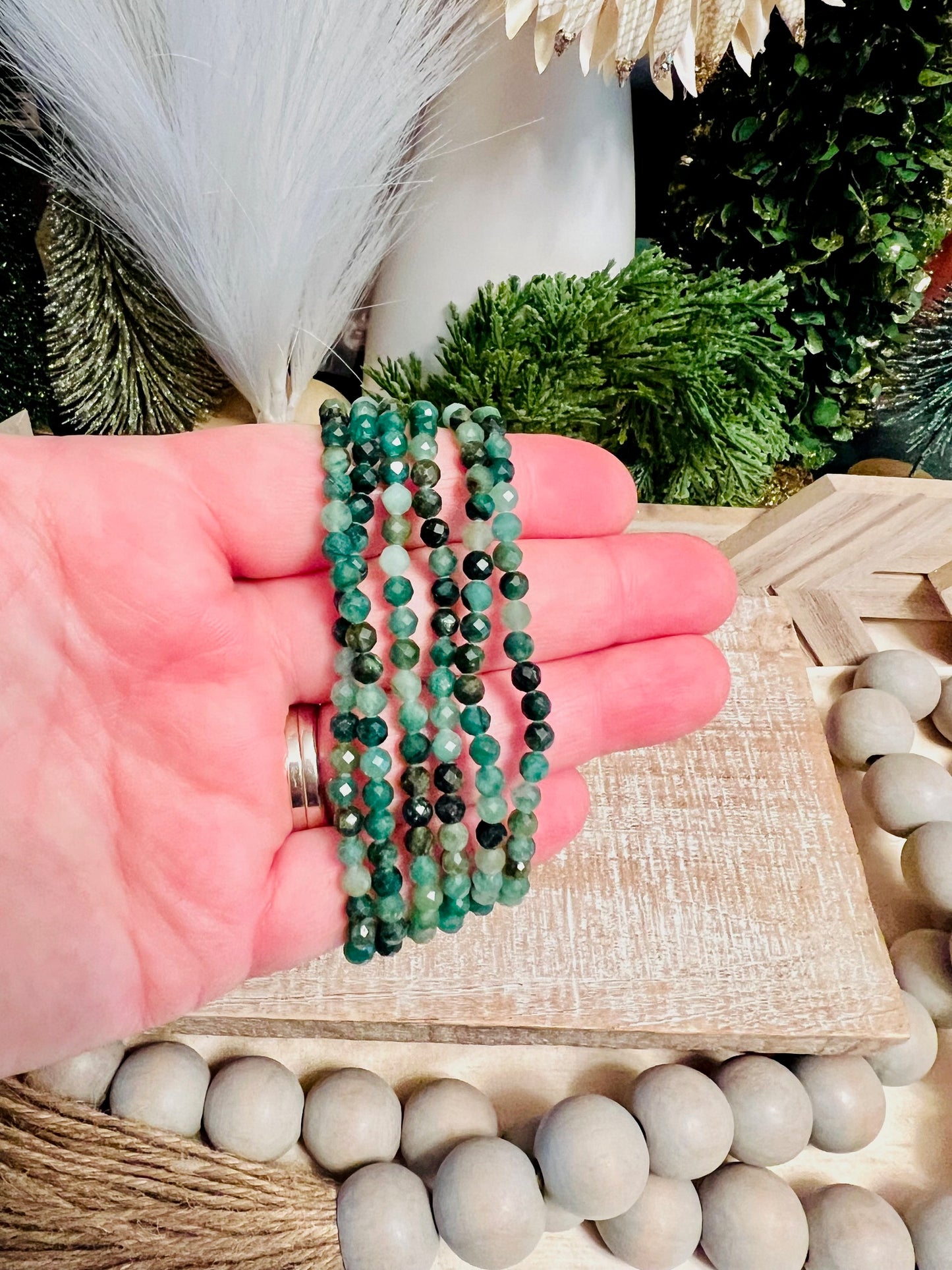 Intuitively Chosen Emerald Faceted Bracelet