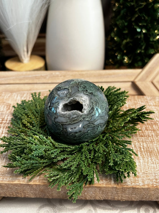 Intuitively Chosen Moss Agate Sphere