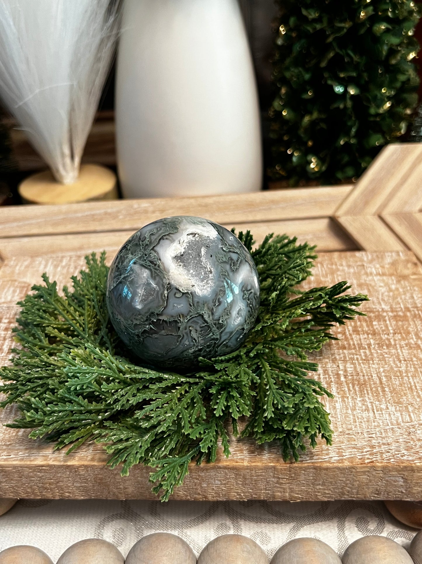 Intuitively Chosen Moss Agate Sphere