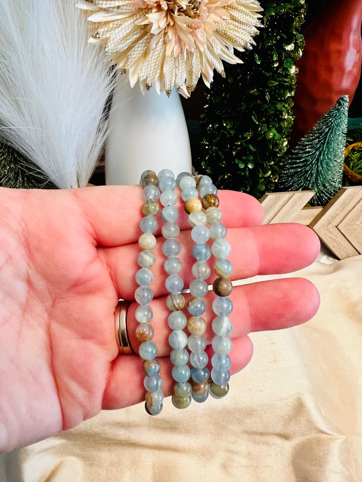 Intuitively Chosen Aquatine Lemurian Bracelet