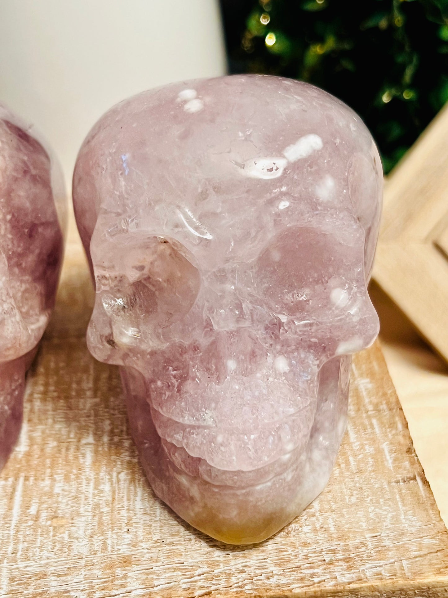 Intuitively Chosen Pink and Purple Amethyst Skull with Flower Agate