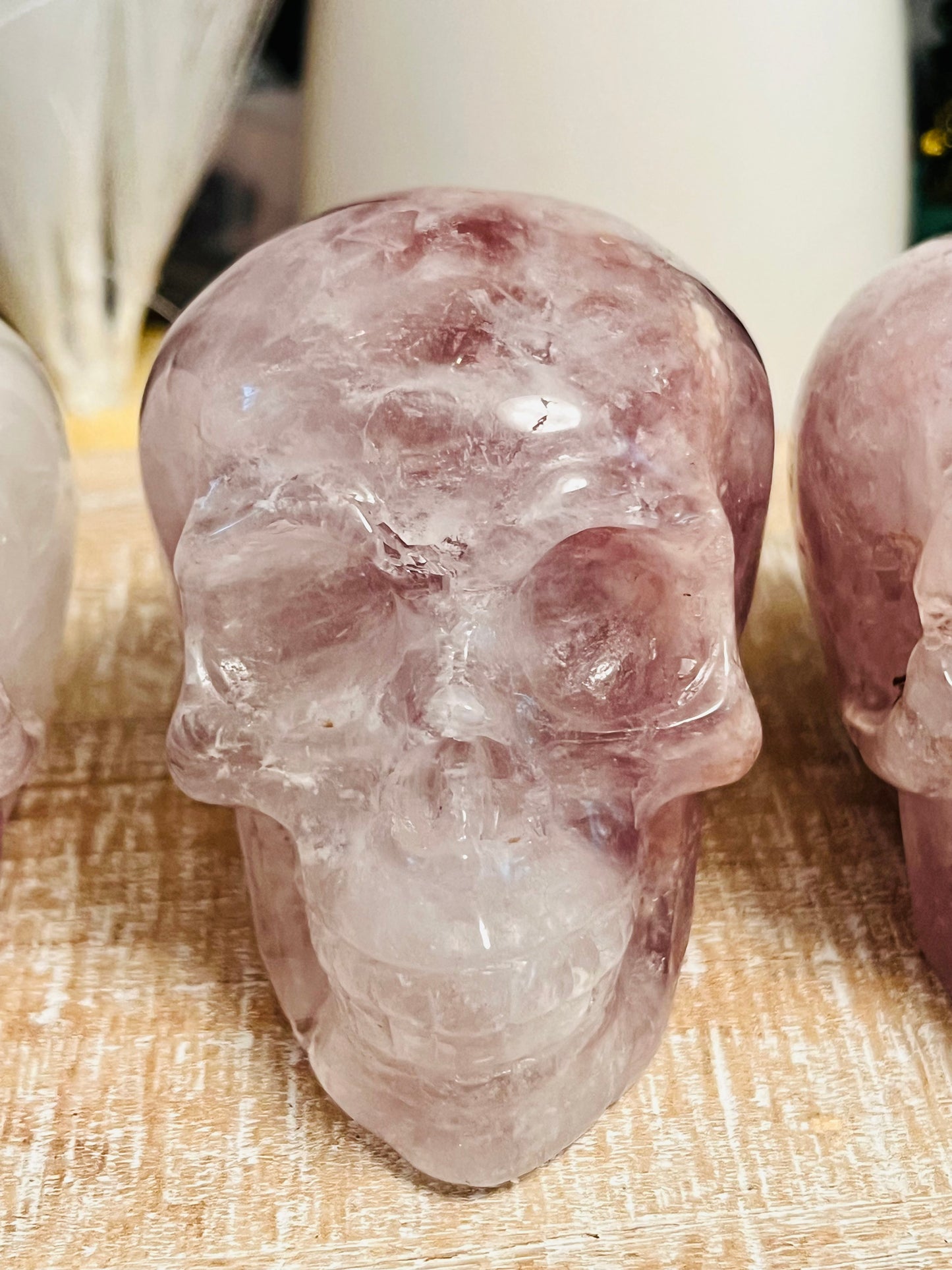 Intuitively Chosen Pink and Purple Amethyst Skull with Flower Agate