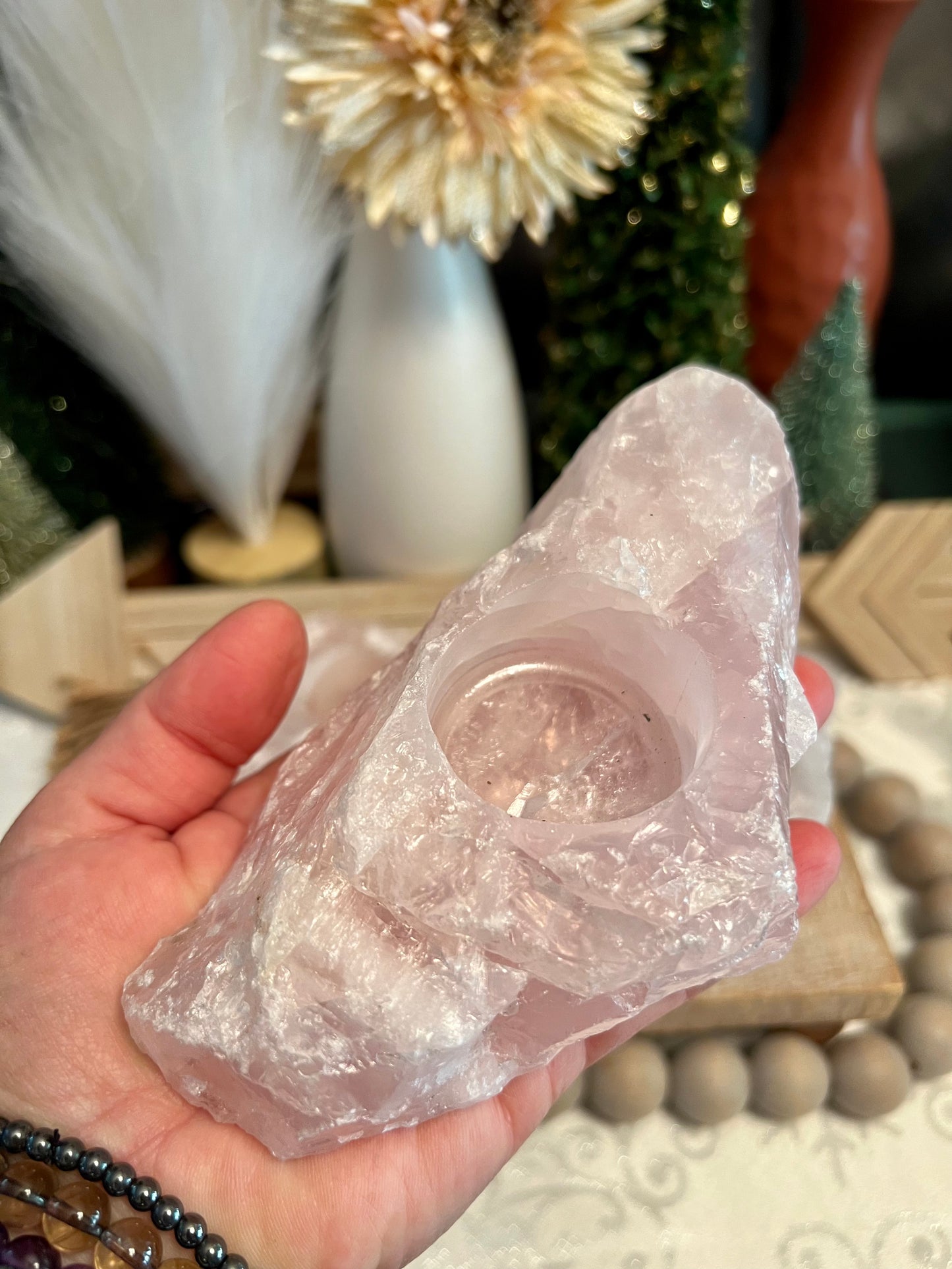 Intuitively Chosen Rose Quartz Votive Holder