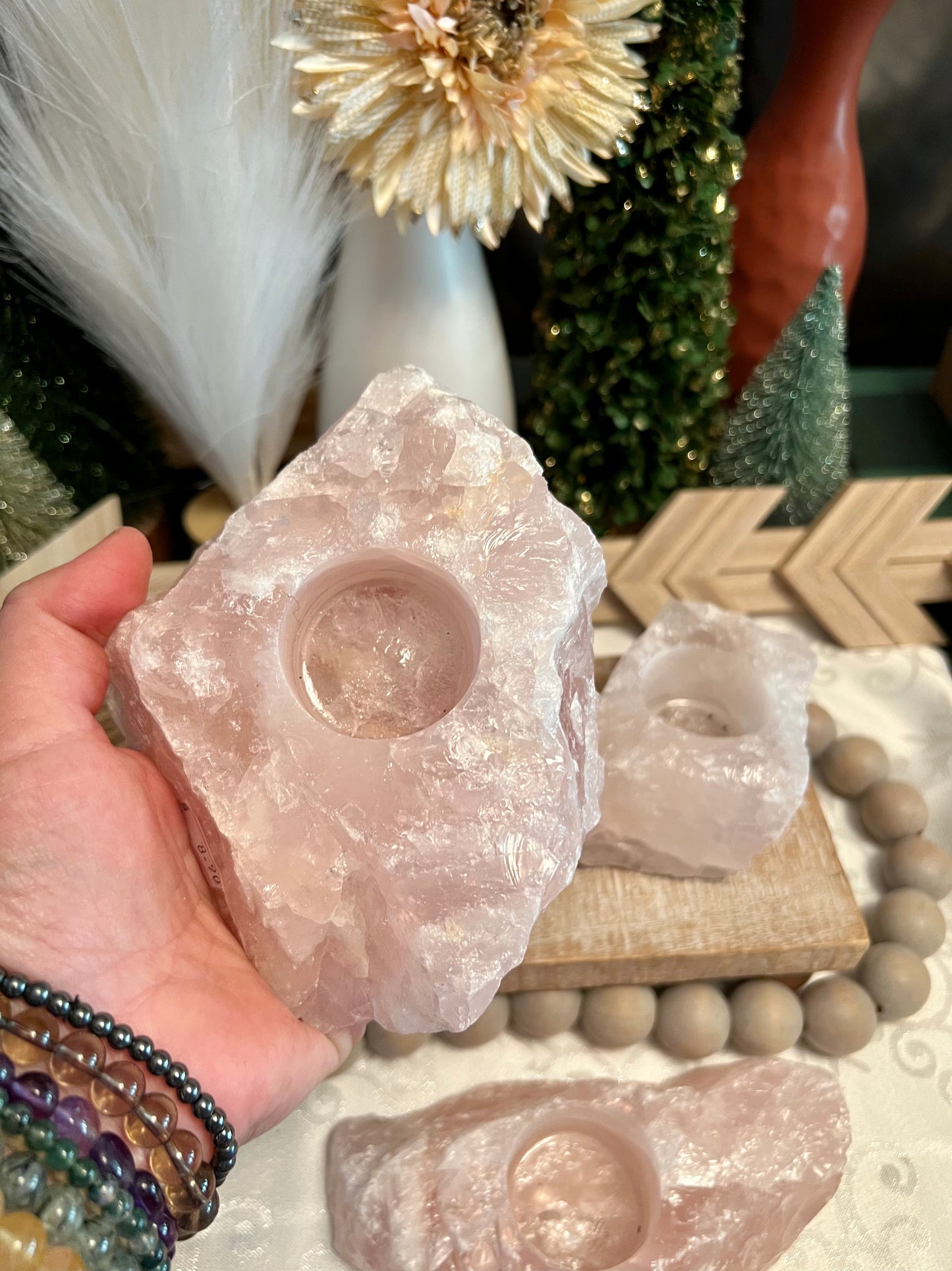 Intuitively Chosen Rose Quartz Votive Holder