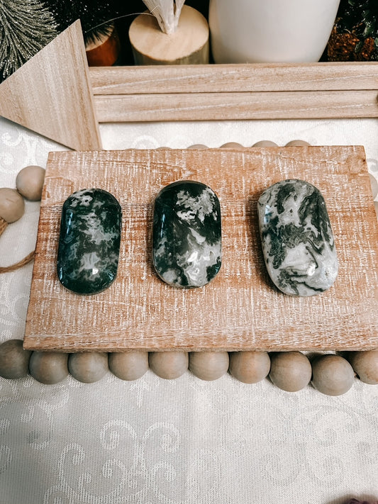 Intuitively Chosen Moss Agate Palm Stone - medium